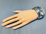 Double Quail Vintage Native American Navajo Hand Tooled Sterling Silver Bracelet Cuff-Nativo Arts