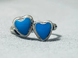 Double Turquoise Heart Vintage Native American Navajo Sterling Silver Ring-Nativo Arts