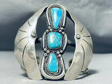 Double Wingspan Flank Vintage Native American Navajo Turquoise Sterling Silver Bracelet-Nativo Arts