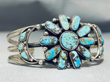 Dynamic Vintage Native American Navajo Blue Diamond Turquoise Sterling Silver Bracelet-Nativo Arts