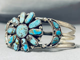 Dynamic Vintage Native American Navajo Blue Diamond Turquoise Sterling Silver Bracelet-Nativo Arts