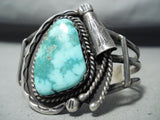 Dynamic Vintage Native American Navajo Carico Lake Turquoise Sterling Silver Bracelet Old-Nativo Arts