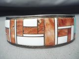 Dynamic Vintage Native American Navajo Spiny Oyster Sterling Silver Bracelet Old-Nativo Arts