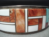 Dynamic Vintage Native American Navajo Spiny Oyster Sterling Silver Bracelet Old-Nativo Arts