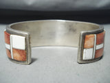 Dynamic Vintage Native American Navajo Spiny Oyster Sterling Silver Bracelet Old-Nativo Arts