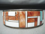 Dynamic Vintage Native American Navajo Spiny Oyster Sterling Silver Bracelet Old-Nativo Arts
