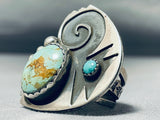 Dynamic Vintage Native American Navajo Turquoise Sterling Silver Ring-Nativo Arts