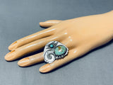 Dynamic Vintage Native American Navajo Turquoise Sterling Silver Ring-Nativo Arts