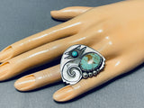 Dynamic Vintage Native American Navajo Turquoise Sterling Silver Ring-Nativo Arts