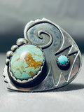Dynamic Vintage Native American Navajo Turquoise Sterling Silver Ring-Nativo Arts