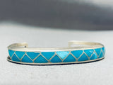 Dynamic Vintage Native American Zuni Blue Gem Turquoise Sterling Silver Bracelet-Nativo Arts