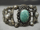 Earlier 1900's Vintage Native American Navajo Repoussed Cerrillos Turquoise Bracelet Old-Nativo Arts