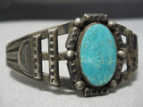 Earlier 1900's Vintage Native American Navajo Turquoise Sterling Silver Bracelet Old-Nativo Arts