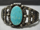 Earlier 1900's Vintage Native American Navajo Turquoise Sterling Silver Bracelet Old-Nativo Arts