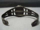Earlier 1900's Vintage Native American Navajo Turquoise Sterling Silver Bracelet Old-Nativo Arts