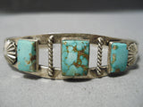 Earlier Vintage Native American Navajo Natural Royston Turquoise Sterling Silver Bracelet Old-Nativo Arts