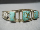 Earlier Vintage Native American Navajo Natural Royston Turquoise Sterling Silver Bracelet Old-Nativo Arts