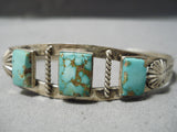 Earlier Vintage Native American Navajo Natural Royston Turquoise Sterling Silver Bracelet Old-Nativo Arts