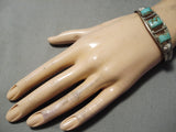 Earlier Vintage Native American Navajo Natural Royston Turquoise Sterling Silver Bracelet Old-Nativo Arts