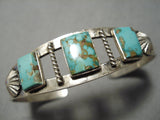 Earlier Vintage Native American Navajo Natural Royston Turquoise Sterling Silver Bracelet Old-Nativo Arts
