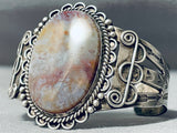 Earlier Vintage Native American Navajo Petrified Wood Sterling Silver Bracelet-Nativo Arts
