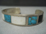 Earlier Vintage Navajo Bisbee Turquoise Sterling Native American Jewelry Silver Bracelet-Nativo Arts