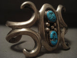 Earlier Vintage Navajo Turquoise Native American Jewelry Silver Thorn Bracelet-Nativo Arts