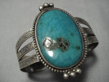 Early 1900's Vintage Native American Navajo Aqua Blue Turquoise Sterling Silver Bracelet Old-Nativo Arts