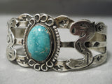 Early 1900's Vintage Native American Navajo Carico Lake Turquoise Sterling Silver Bracelet Old-Nativo Arts