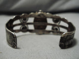 Early 1900's Vintage Native American Navajo Carico Lake Turquoise Sterling Silver Bracelet Old-Nativo Arts