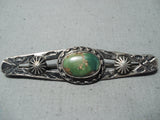 Early 1900's Vintage Native American Navajo Cerrillos Turquoise Sterling Silver Pin Old-Nativo Arts