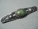 Early 1900's Vintage Native American Navajo Cerrillos Turquoise Sterling Silver Pin Old-Nativo Arts