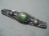 Early 1900's Vintage Native American Navajo Cerrillos Turquoise Sterling Silver Pin Old-Nativo Arts