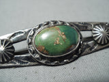 Early 1900's Vintage Native American Navajo Cerrillos Turquoise Sterling Silver Pin Old-Nativo Arts