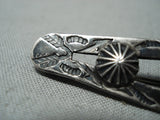 Early 1900's Vintage Native American Navajo Cerrillos Turquoise Sterling Silver Pin Old-Nativo Arts
