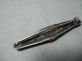 Early 1900's Vintage Native American Navajo Cerrillos Turquoise Sterling Silver Pin Old-Nativo Arts