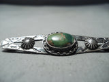 Early 1900's Vintage Native American Navajo Cerrillos Turquoise Sterling Silver Pin Old-Nativo Arts