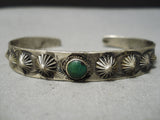 Early 1900's Vintage Native American Navajo Cerrilos Turquoise Sterling Silver Bracelet Old-Nativo Arts