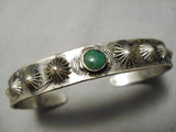 Early 1900's Vintage Native American Navajo Cerrilos Turquoise Sterling Silver Bracelet Old-Nativo Arts