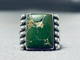 Early 1900's Vintage Native American Navajo Green Turquoise Sterling Silver Ring-Nativo Arts
