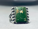 Early 1900's Vintage Native American Navajo Green Turquoise Sterling Silver Ring-Nativo Arts