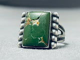 Early 1900's Vintage Native American Navajo Green Turquoise Sterling Silver Ring-Nativo Arts