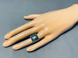 Early 1900's Vintage Native American Navajo Green Turquoise Sterling Silver Ring-Nativo Arts