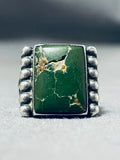 Early 1900's Vintage Native American Navajo Green Turquoise Sterling Silver Ring-Nativo Arts
