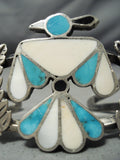 Early And Detailed Vintage Native American Navajo Turquoise Eagle Sterling Silver Bracelet-Nativo Arts