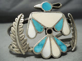 Early And Detailed Vintage Native American Navajo Turquoise Eagle Sterling Silver Bracelet-Nativo Arts