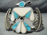Early And Detailed Vintage Native American Navajo Turquoise Eagle Sterling Silver Bracelet-Nativo Arts