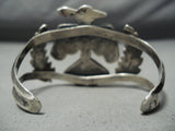 Early And Detailed Vintage Native American Navajo Turquoise Eagle Sterling Silver Bracelet-Nativo Arts