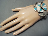 Early And Detailed Vintage Native American Navajo Turquoise Eagle Sterling Silver Bracelet-Nativo Arts