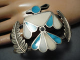 Early And Detailed Vintage Native American Navajo Turquoise Eagle Sterling Silver Bracelet-Nativo Arts